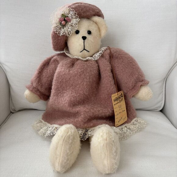 Handmade Other - Vintage Handmade Wool Teddy Bear w/ Dress & Hat 23" Soft Stuffed Plush Victoria